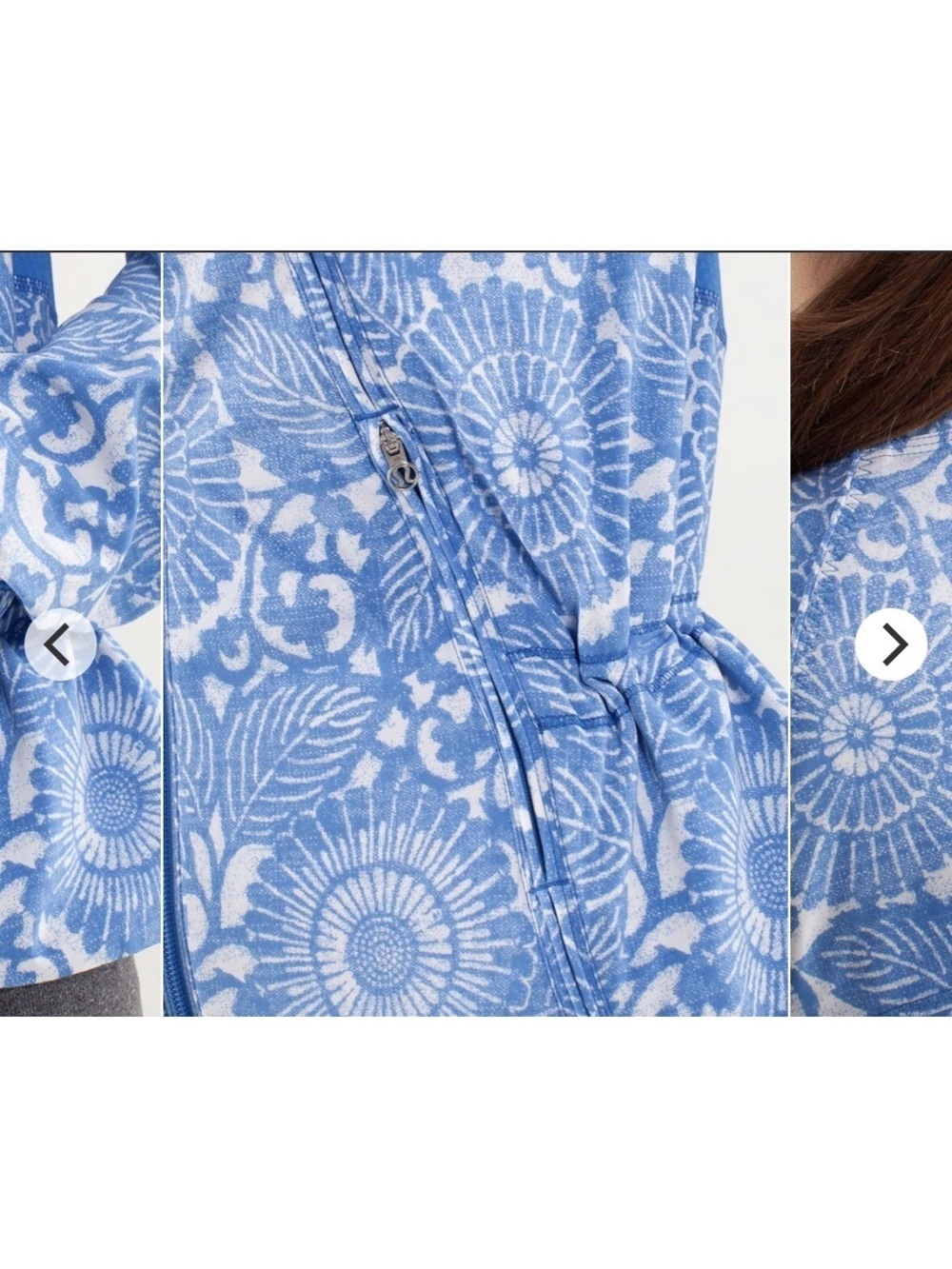 Lululemon Travel to Track Blue Floral Print Women's Jacket size 10 - Picture 3 of 13